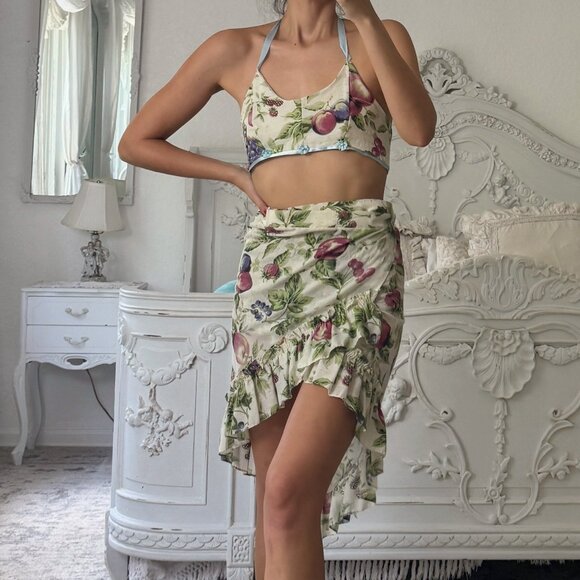 Vintage Boho Floral Skirt Scrunchie Summer Set - Picture 4 of 13